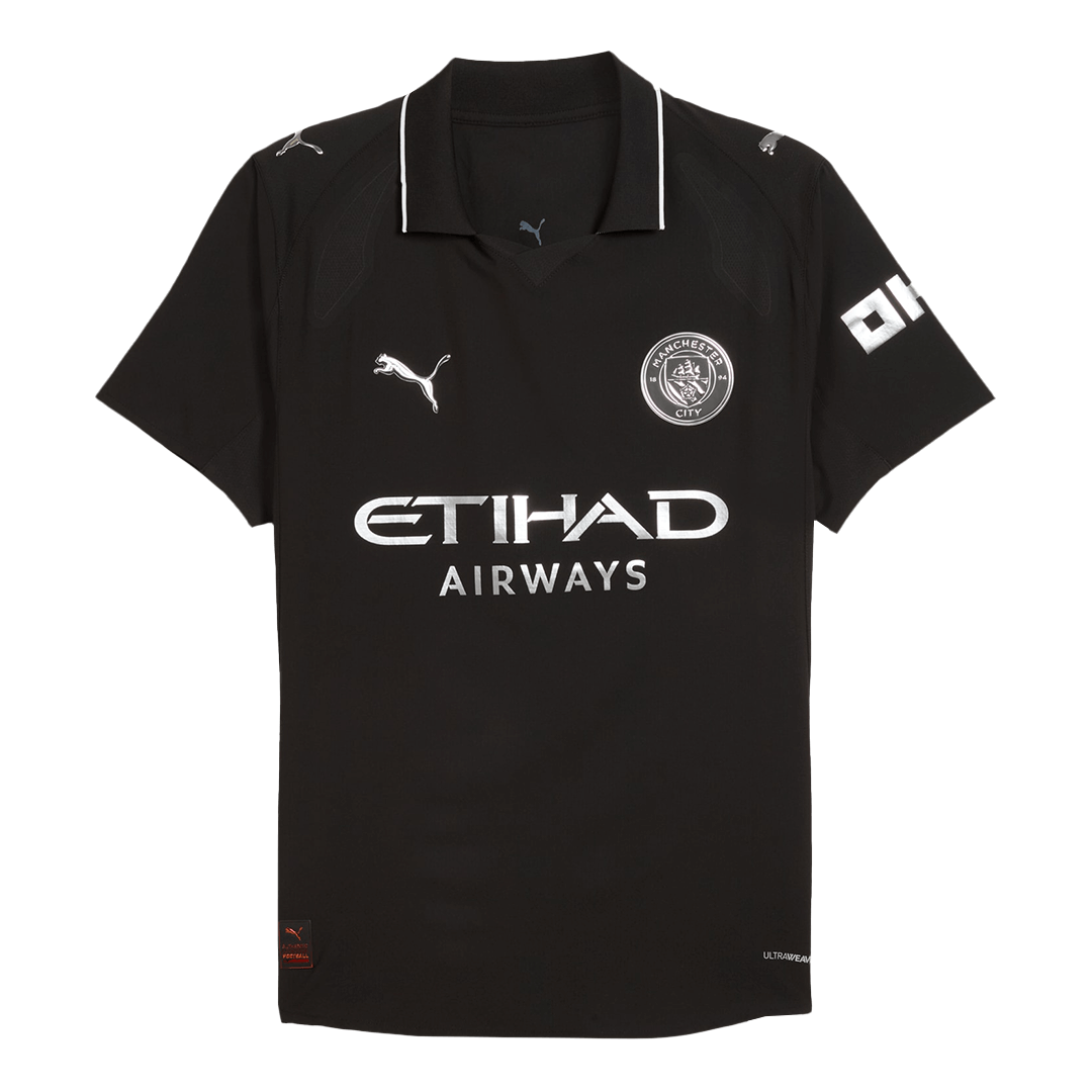 REIJNDERS #4 Manchester City Mens Away Soccer Jersey 2025/26 Black - Player Version