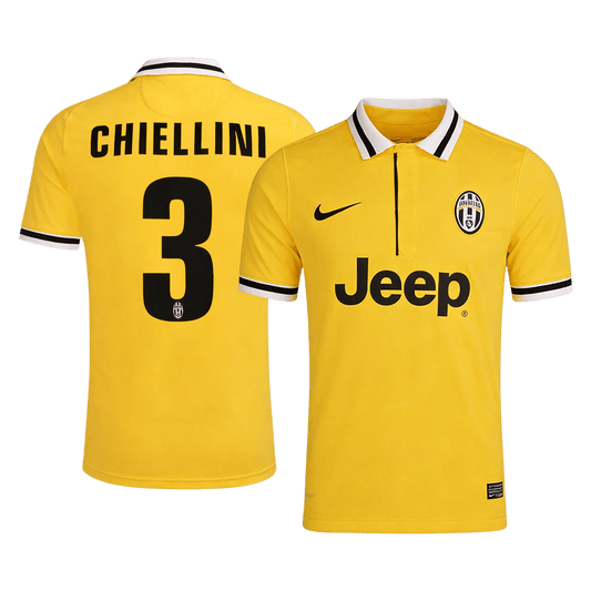 Retro CHIELLINI #3 Juventus Mens Away Soccer Jersey 2013/14 Yellow