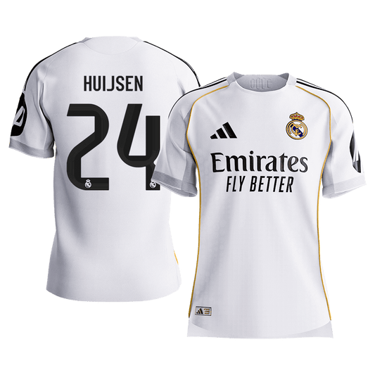 HUIJSEN #24 Real Madrid Mens Home Soccer Jersey 2025/26 White - Player Version [PREMIUM]