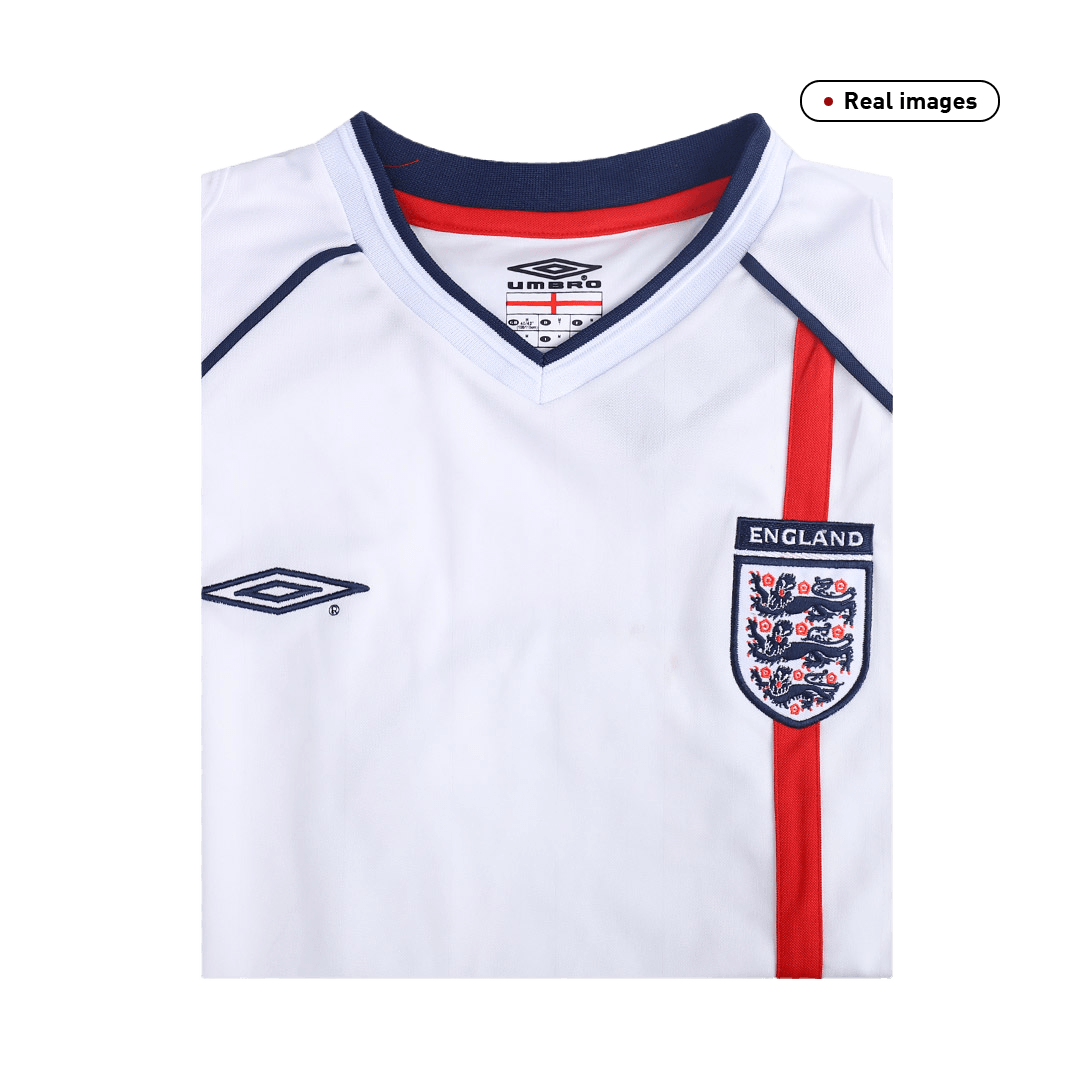 Retro BECKHAM #7 England Mens Home Soccer Jersey 2002 White