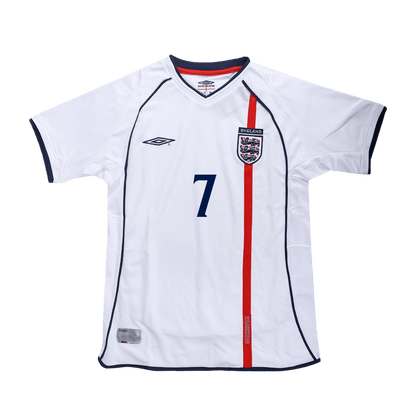 Retro BECKHAM #7 England Mens Home Soccer Jersey 2002 White