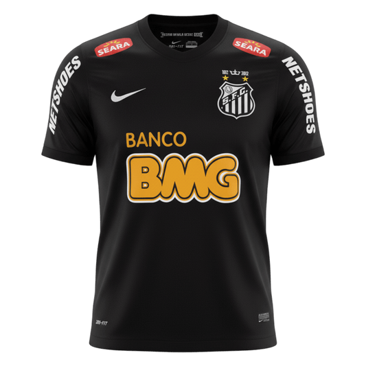 Retro Santos FC Mens Away Soccer Jersey 2011/12 Black