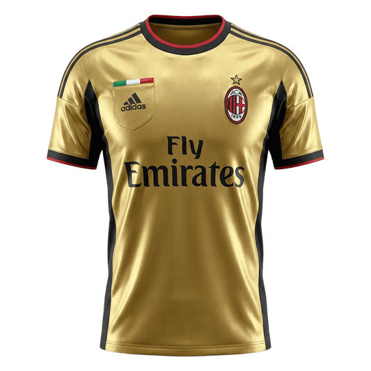 Retro AC Milan Mens Third Away Soccer Jersey 2013/14 Yellow