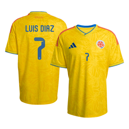 LUIS DíAZ #7 Colombia Mens Home Soccer Jersey World Cup 2026 Yellow