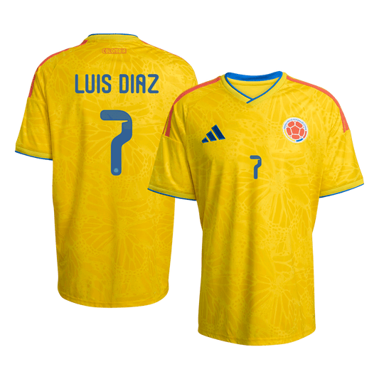 LUIS DíAZ #7 Colombia Mens Home Soccer Jersey World Cup 2026 Yellow