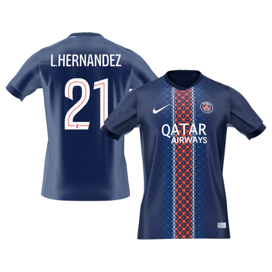 L.HERNANDEZ #21 PSG Mens Home Soccer Jersey 2025/26 Navy [PREMIUM]