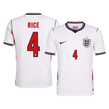 RICE #4 England Mens Home Soccer Jersey World Cup 2026 White