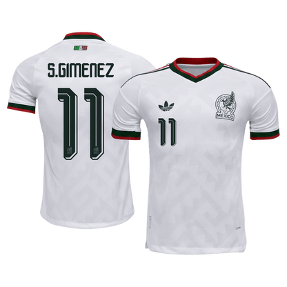 S.GIMENEZ #11 Mexico Mens Away Soccer Jersey World Cup 2026 White - Player Version