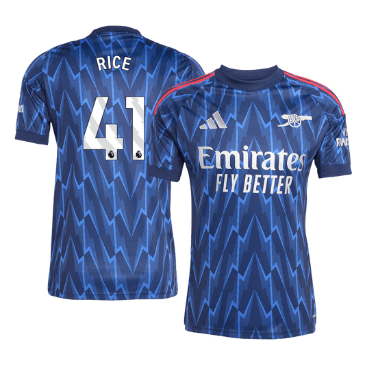 RICE #41 Arsenal Mens Away Soccer Jersey 2025/26 Blue