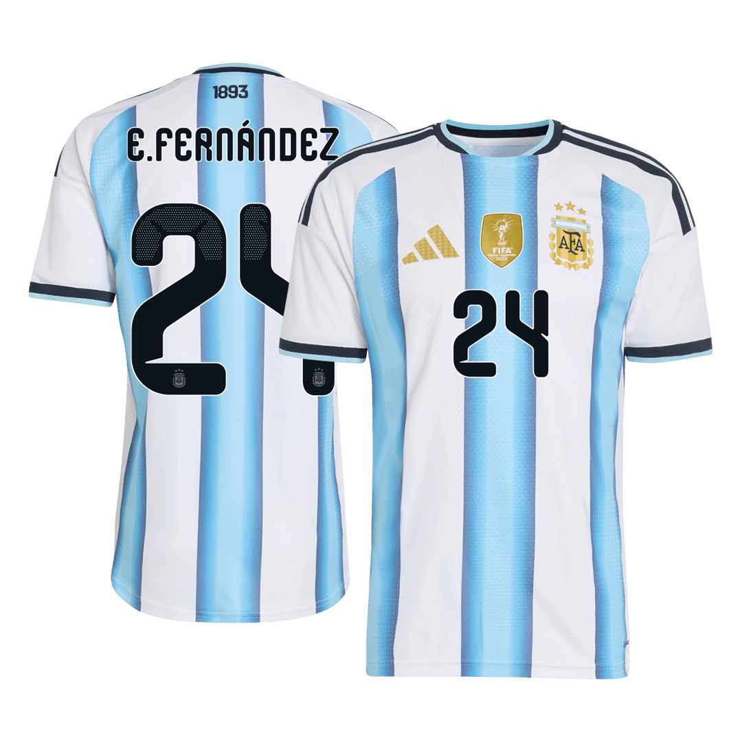 E. FERNÁNDEZ #24 Argentina Mens Home Soccer Jersey World Cup 2026 Blue&White - Player Version