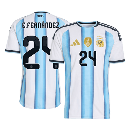 E. FERNÁNDEZ #24 Argentina Mens Home Soccer Jersey World Cup 2026 Blue&White - Player Version