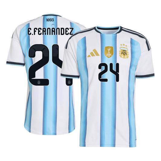 E. FERNANDEZ #24 Argentina Mens Home Soccer Jersey World Cup 2026 Blue&White - Player Version
