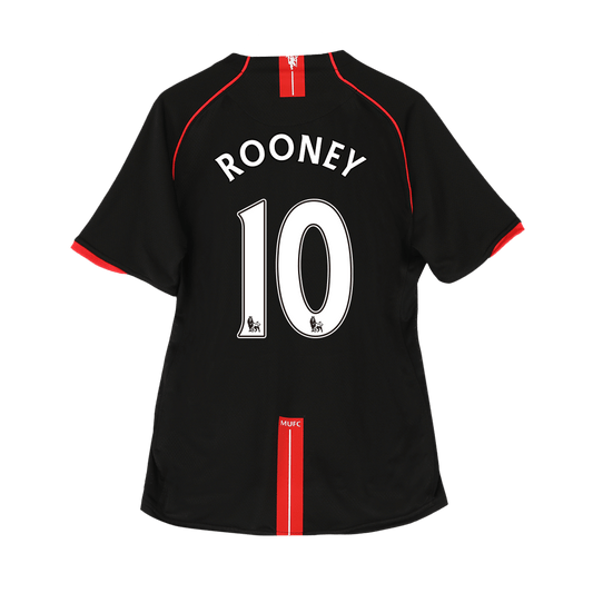 Retro ROONEY #10 Manchester United Mens Away Soccer Jersey 2007/08 Black