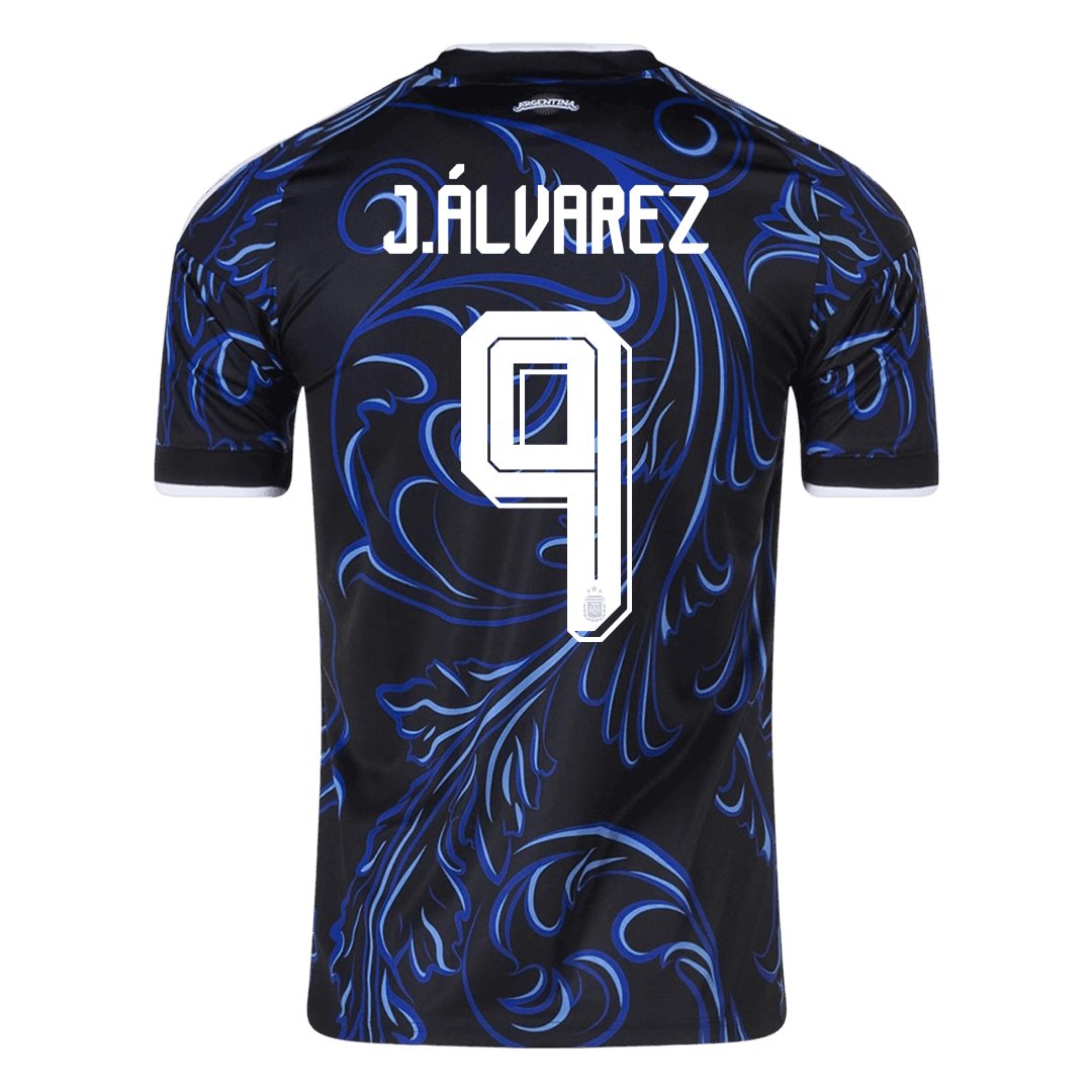 J. ÁLVAREZ #9 Argentina Mens Away Soccer Jersey World Cup 2026 Black