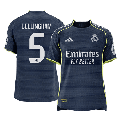 BELLINGHAM #5 Real Madrid Mens Away Soccer Jersey 2025/26 Navy - Player Version [PREMIUM]