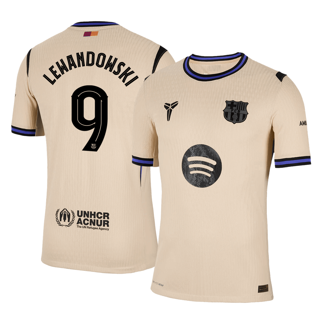 LEWANDOWSKI #9 Barcelona Mens Away Soccer Jersey UCL 2025/26 Yellow - Player Version