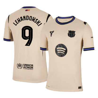 LEWANDOWSKI #9 Barcelona Mens Away Soccer Jersey UCL 2025/26 Yellow - Player Version