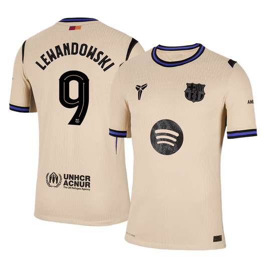 LEWANDOWSKI #9 Barcelona Mens Away Soccer Jersey UCL 2025/26 Yellow - Player Version