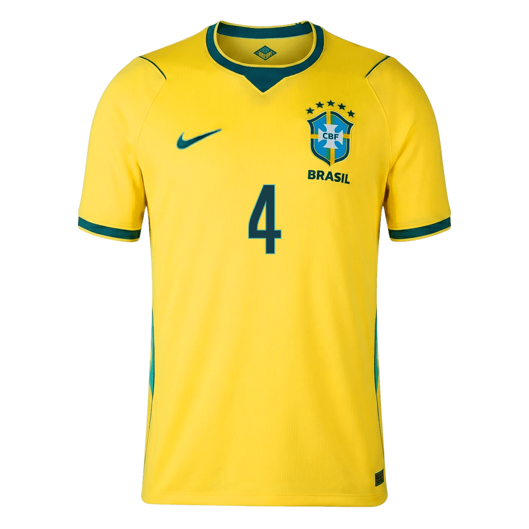 MARQUINHOS #4 Brazil Mens Home Soccer Jersey World Cup 2026 Yellow