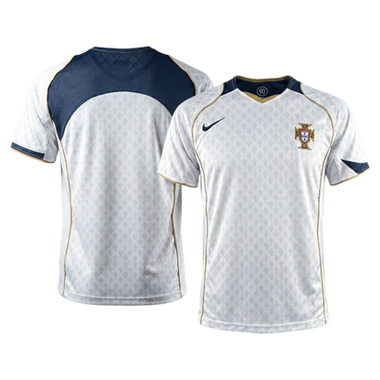 Retro Portugal Mens Away Soccer Jersey 2004 White