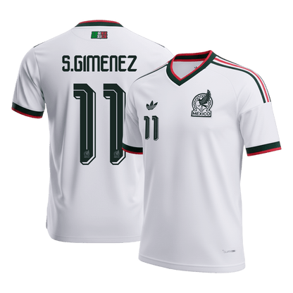 S.GIMENEZ #11 Mexico Mens Away Soccer Jersey World Cup 2026 White