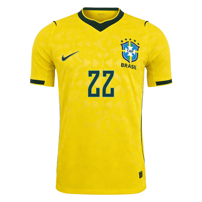 JOÃO PEDRO #22 Brazil Mens Home Soccer Jersey World Cup 2026 Yellow - Player Version