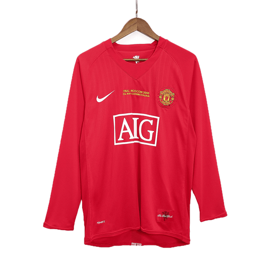 Retro Manchester United Mens Home Long Sleeve Soccer Jersey 2007/08