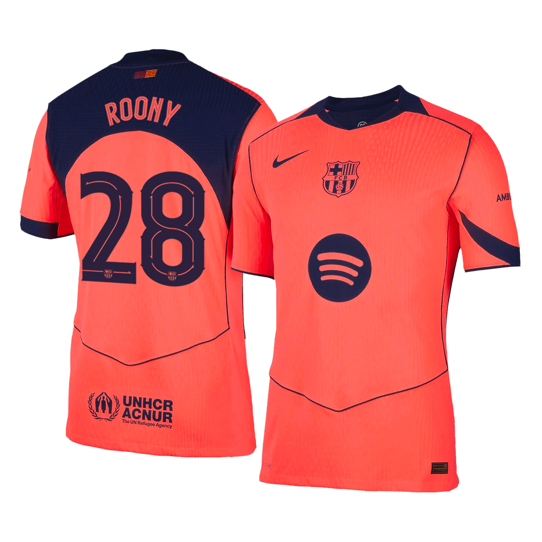 ROONY #28 Barcelona Mens Third Away Soccer Jersey 2025/26 Orange - Player Version