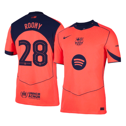 ROONY #28 Barcelona Mens Third Away Soccer Jersey 2025/26 Orange - Player Version