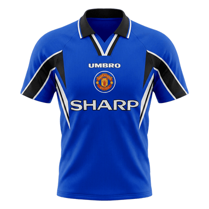 Retro Manchester United Mens Third Away Soccer Jersey 1996/97 Blue