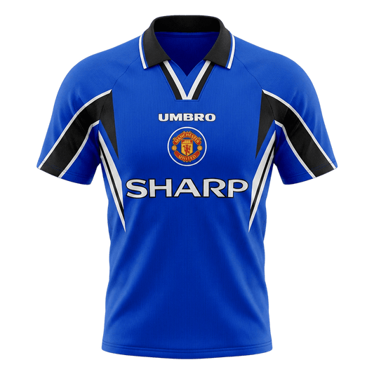 Retro Manchester United Mens Third Away Soccer Jersey 1996/97 Blue