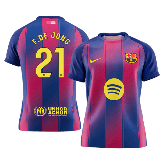 F.DE JONG #21 Barcelona Mens Home Soccer Jersey 2025/26 Red&Blue [PREMIUM]