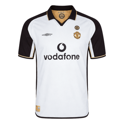 Retro Manchester United Mens Away Soccer Jersey 2001/02 White&Gold