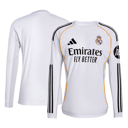 Real Madrid Mens Home Long Sleeve Soccer Jersey 2025/26 White