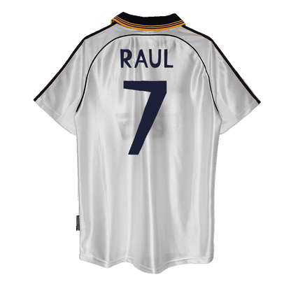 Retro RAUL #7 Real Madrid Mens Home Soccer Jersey 1999/00 White
