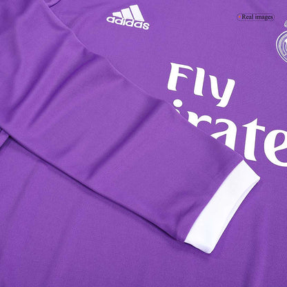 Retro Real Madrid Mens Away Long Sleeve Soccer Jersey 2016/17 Purple
