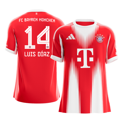 LUIS DÍAZ #14 Bayern Munich Mens Home Soccer Jersey 2025/26 Red [PREMIUM]