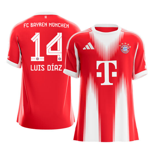 LUIS DÍAZ #14 Bayern Munich Mens Home Soccer Jersey 2025/26 Red [PREMIUM]