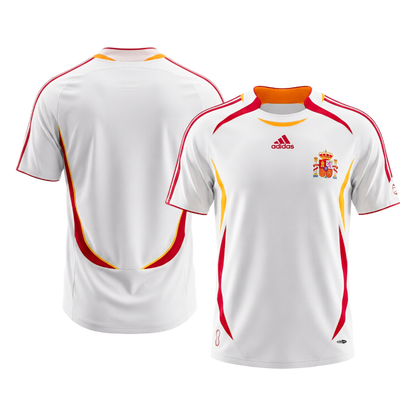 Retro Spain Mens Away Soccer Jersey 2006 White
