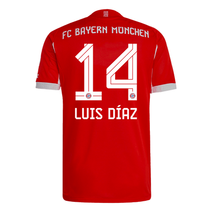 LUIS DÍAZ #14 Bayern Munich Mens Home Soccer Jersey 2025/26 Red - Player Version
