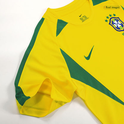 Retro RONALDINHO #11 Brazil Mens Home Soccer Jersey 2002/03 Yellow