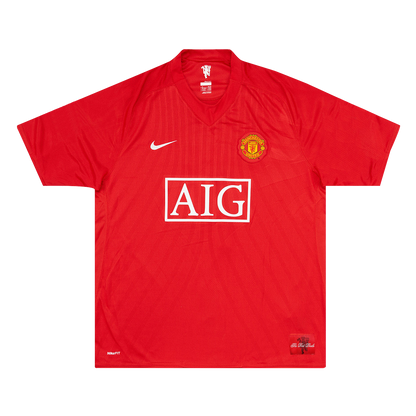 Retro SCHOLES #18 Manchester United Mens Home Soccer Jersey 2007/08 Red