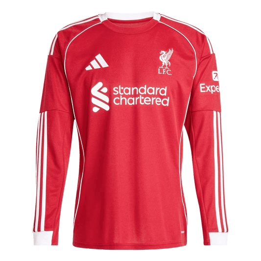 Liverpool Mens Home Long Sleeve Soccer Jersey 2025/26 Red