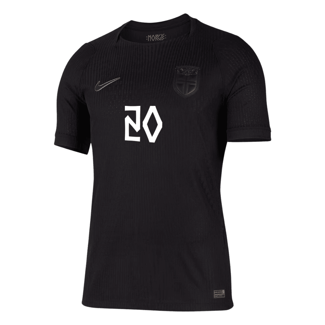 NUSA #20 Norway Mens Away Soccer Jersey World Cup 2026 Black - Player Version