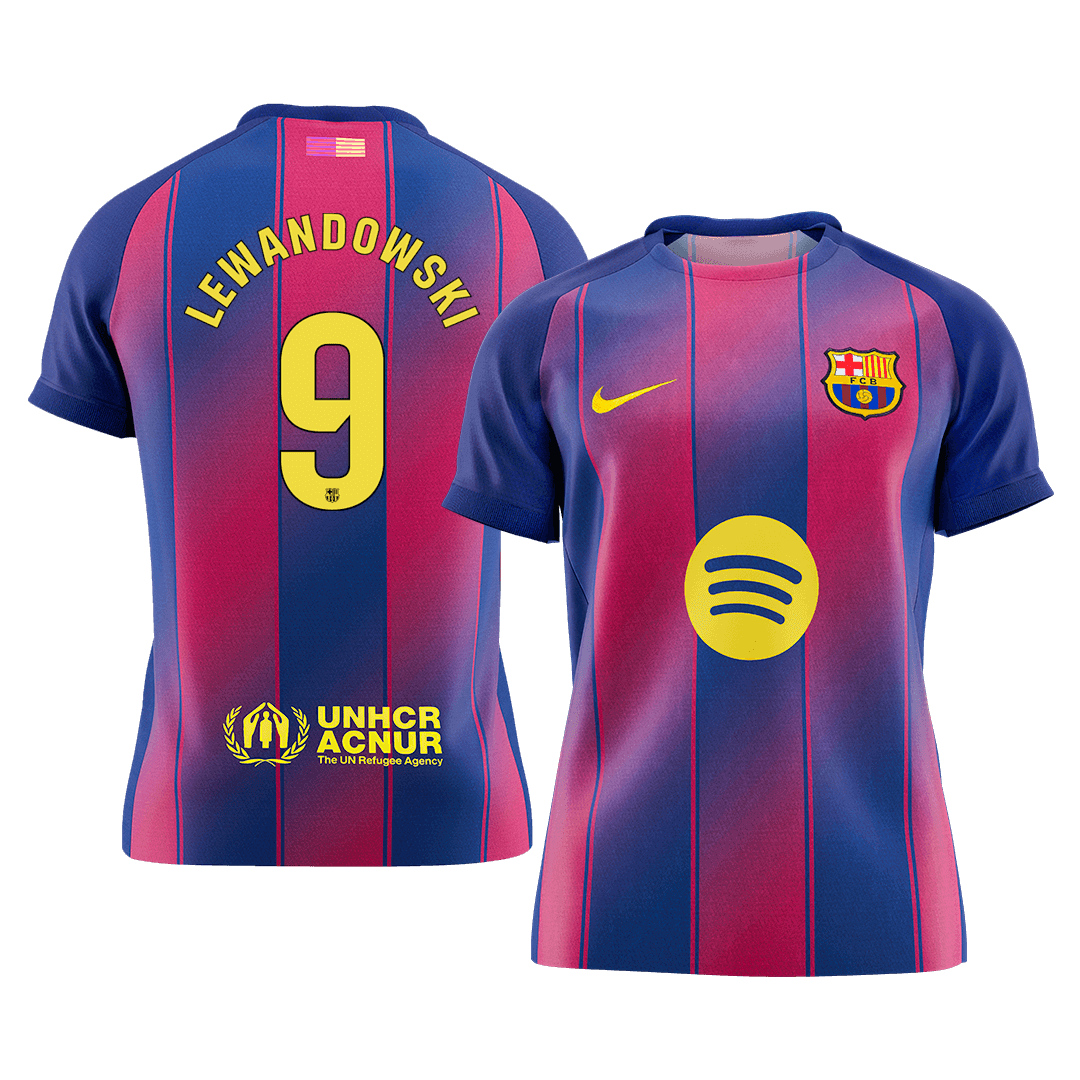 LEWANDOWSKI #9 Barcelona Mens Home Soccer Jersey 2025/26 Red&Blue [PREMIUM]