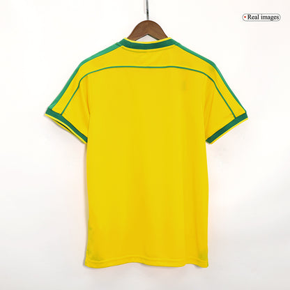 Retro Brazil Mens Home Soccer Jersey 1998 Yellow