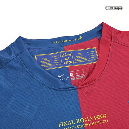 Retro Barcelona Mens Home Long Sleeve Soccer Jersey UCL Final UCL 2008/09