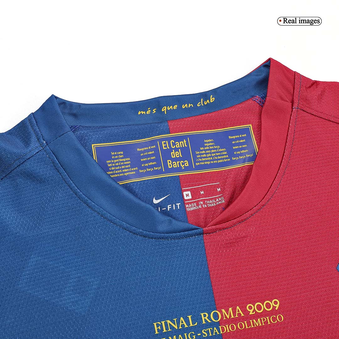 Retro A.INIESTA #8 Barcelona Mens Home Long Sleeve Soccer Jersey UCL Final UCL 2008/09 Red&Blue