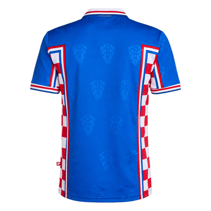 Retro Croatia Mens Away Soccer Jersey 1998 Blue