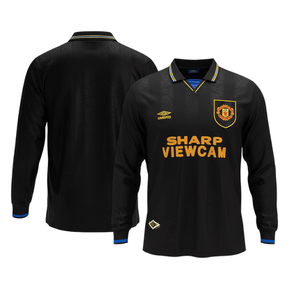 Retro Manchester United Mens Away Long Sleeve Soccer Jersey 1993/94 Black